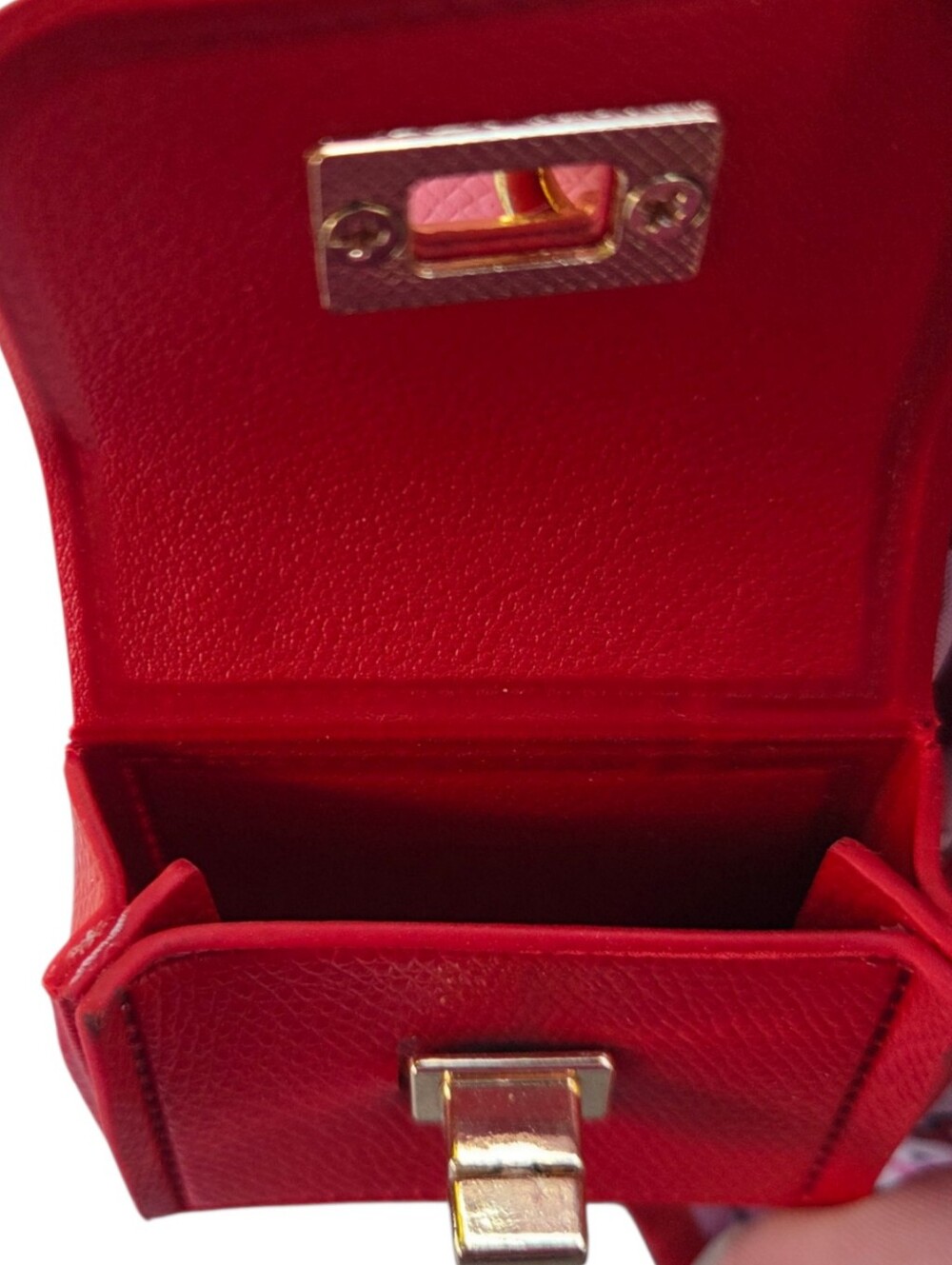 Piper K Red Mini Faux Leather Bag & Floral Satin Bow Scarf Bag Charm Keychain - Picture 4 of 4